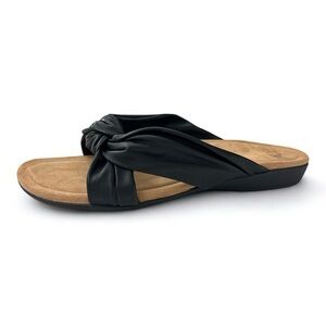 NIB Earth Origins Billi Black Leather Slide Sandals - Size 10W